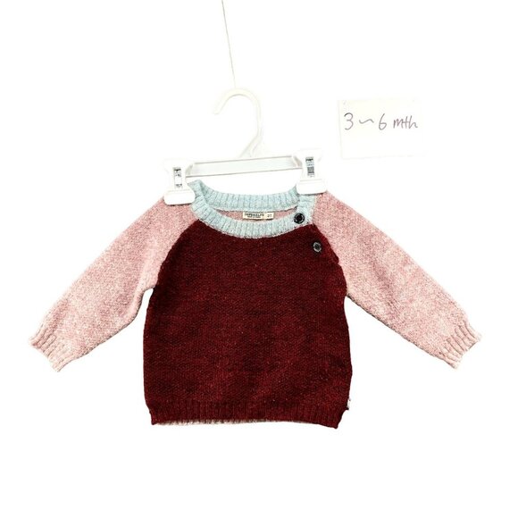 Imps & Elfs Baby 3-6M Girls Mohair Blend Sweater Pink Burgundy Knit Crewneck - Picture 1 of 10